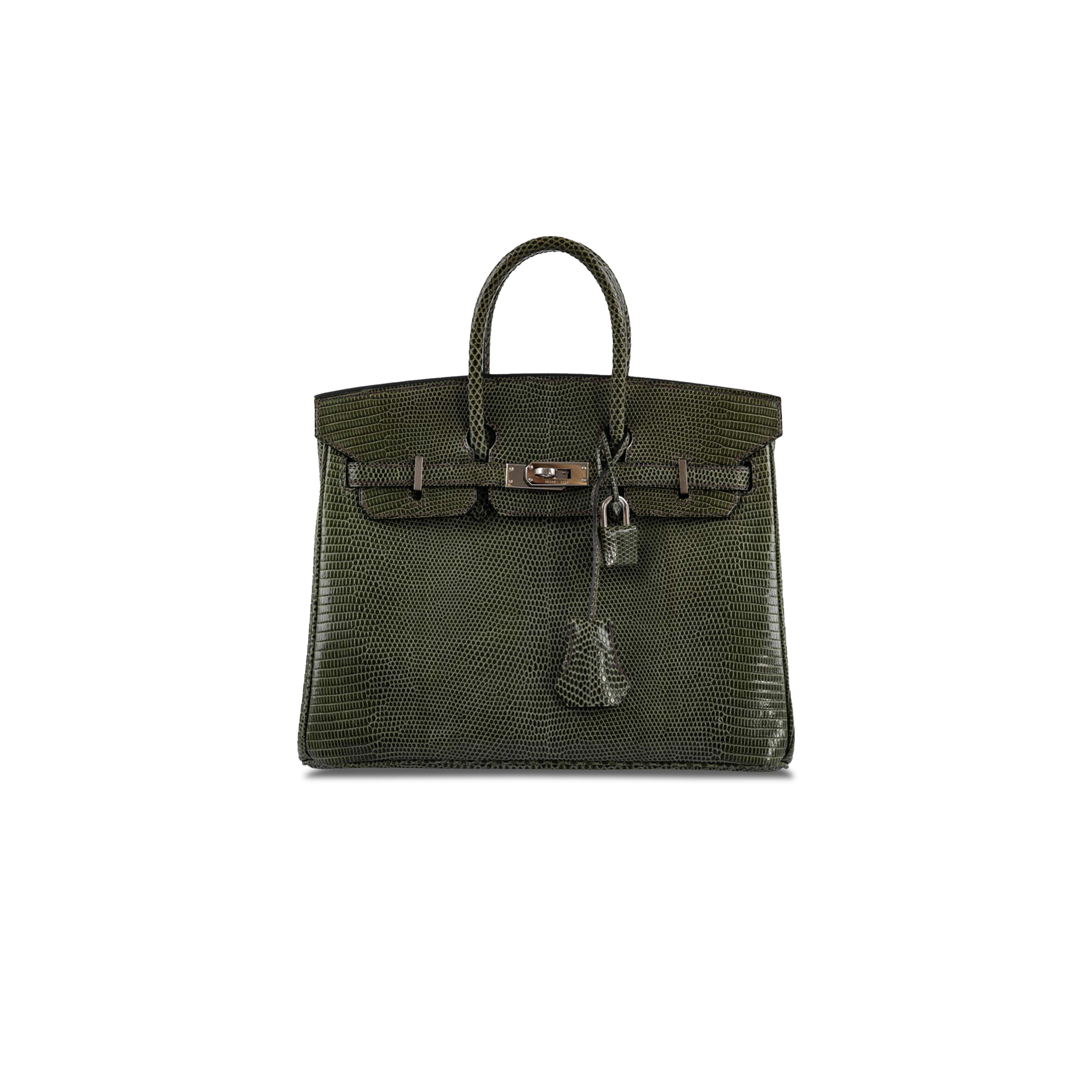 HERMÈS MASTER BIRKIN 25 LIZARD JUNGLE GREEN SILVER BUCKLE H028352CA26 (25*20*13cm)